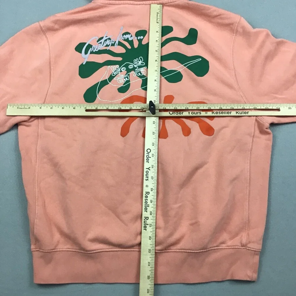 Nike Hoodie Men Medium Coral Graphic Club Fleece Essential Pullover Sweatshirt M